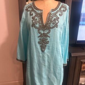 Chico's Blue Tunic with Beaded Accents